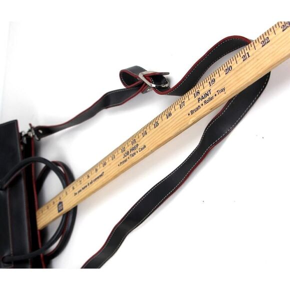 LODIS BLACK RED TRIM GENUINE LEATHER LAPTOP BUSINESS TOTE ORGANIZER SHOULDER BAG - Picture 14 of 16